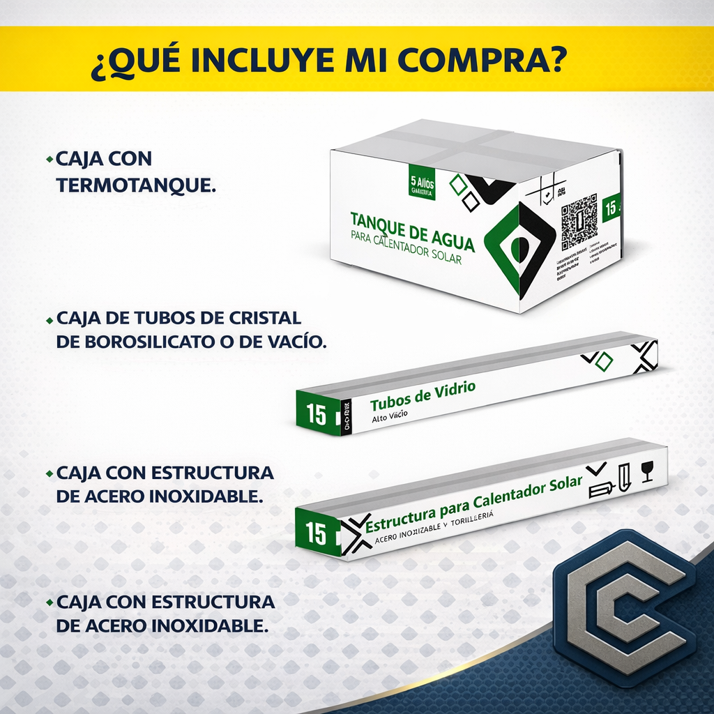 Calentador Solar MEVI ECO 12 Tubos 120L Baja Presión