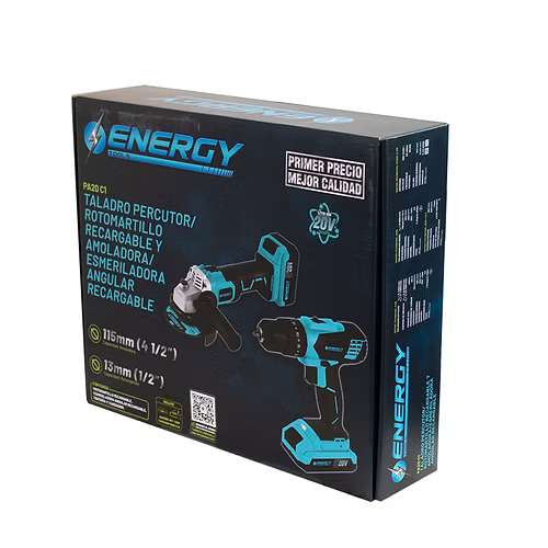 Kit Rotomartillo Inalámbrico 12″ 20V A20 + Esmeriladora Angular Inalámbrica 20V P20 Energy PA20C1