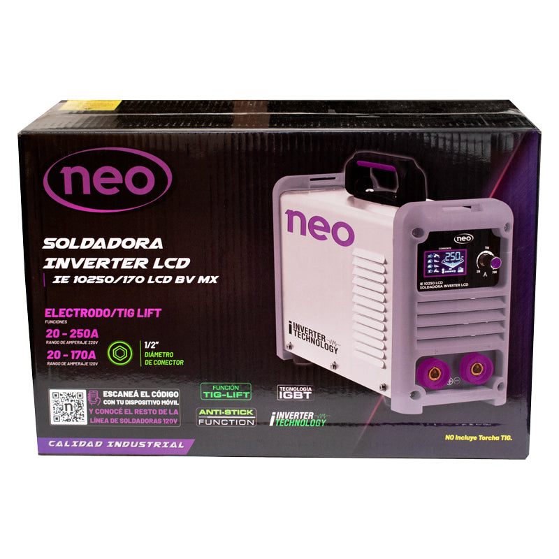 Soldadora Inverter Electrodo TIG-Lift 250 A IE10250/170 LCD MX